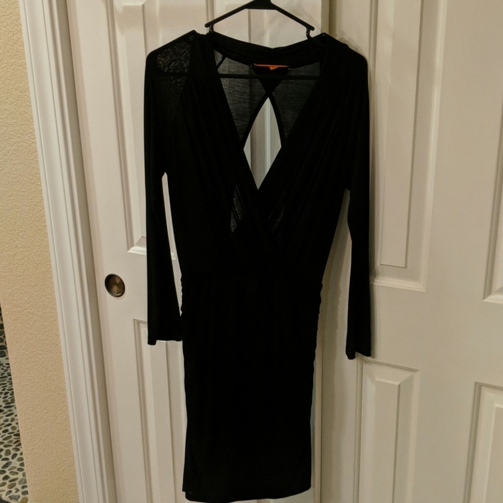 Anama Long Sleeve Black Midi Dress